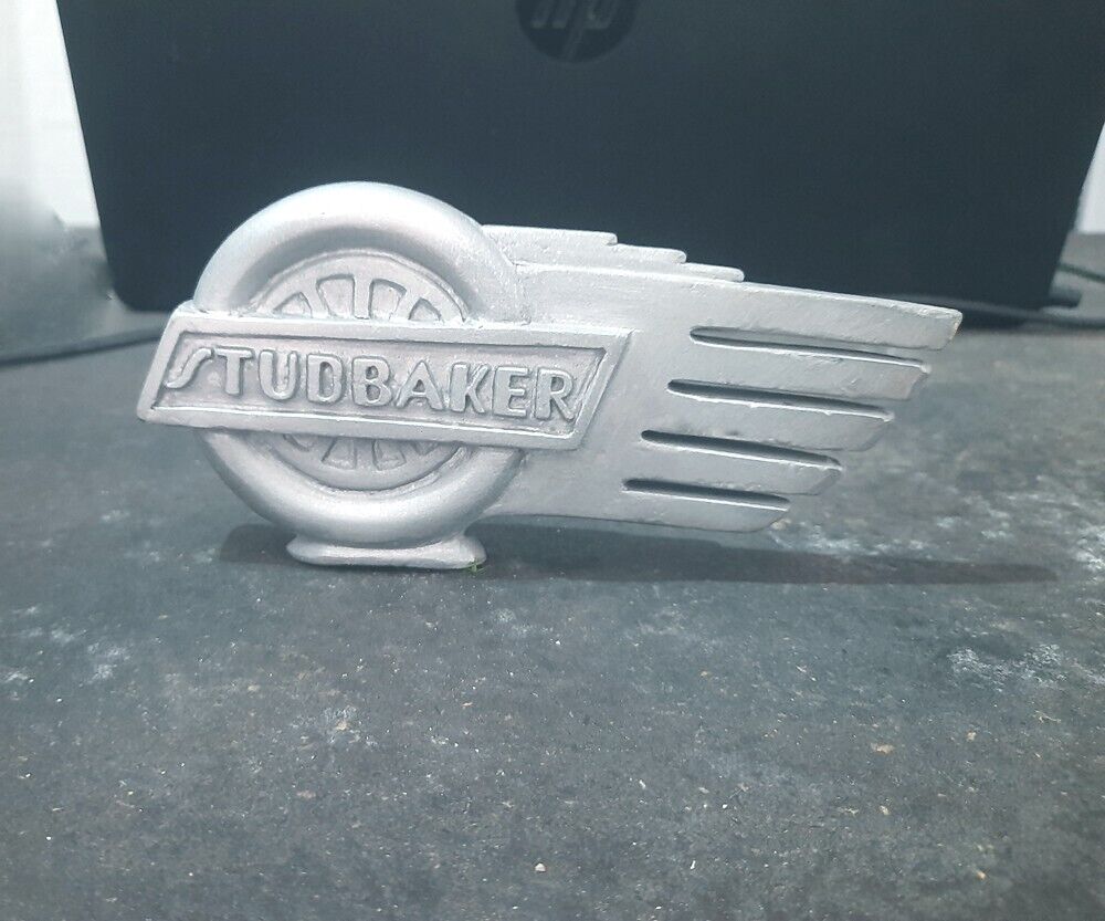 Vintage Studebaker Flying Wheel Mascot Radiator Hood Ornament Brass Metal Repro