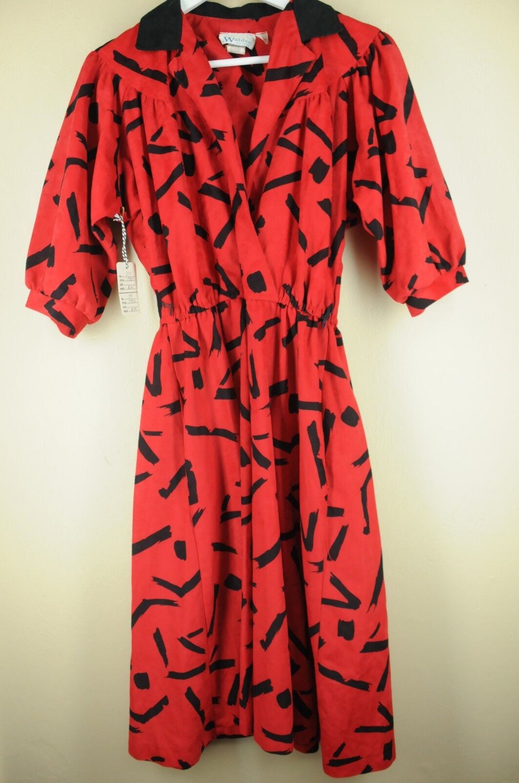 Vintage Walden Petite Women\'s Red & Black Dash 80\'s Polyester Dress Size 8P