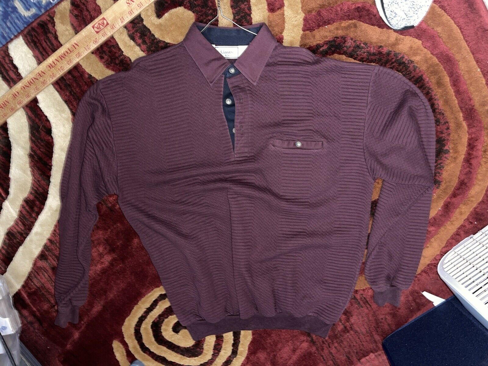 Vintage Classics by Palmland Banded Waist long  Sleeve Polo Shirt LT (HOME35)