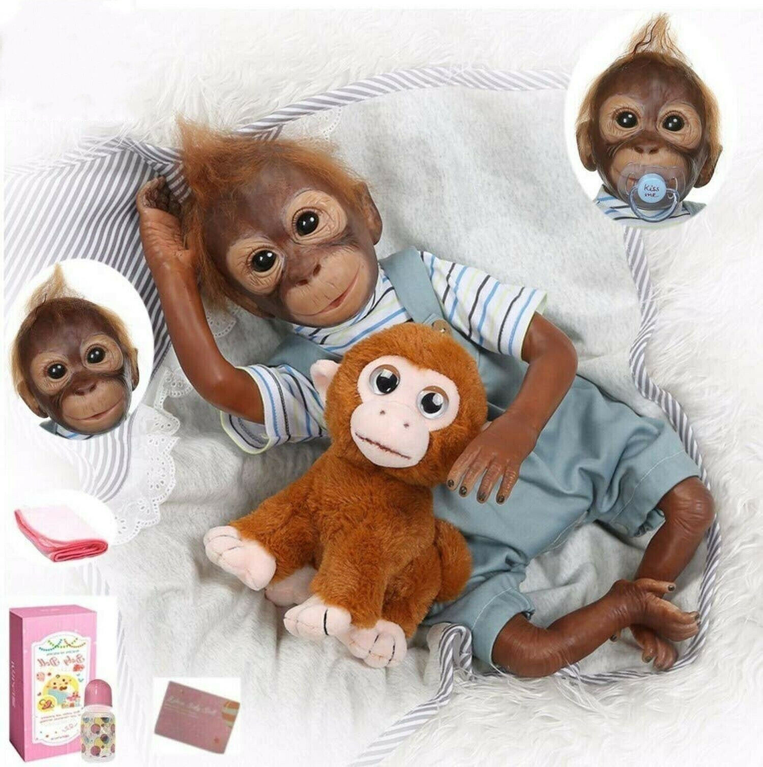 20\'\' Realistic Reborn Dolls Soft Vinyl Silicone Newborn Monkey Baby XMAS Gifts