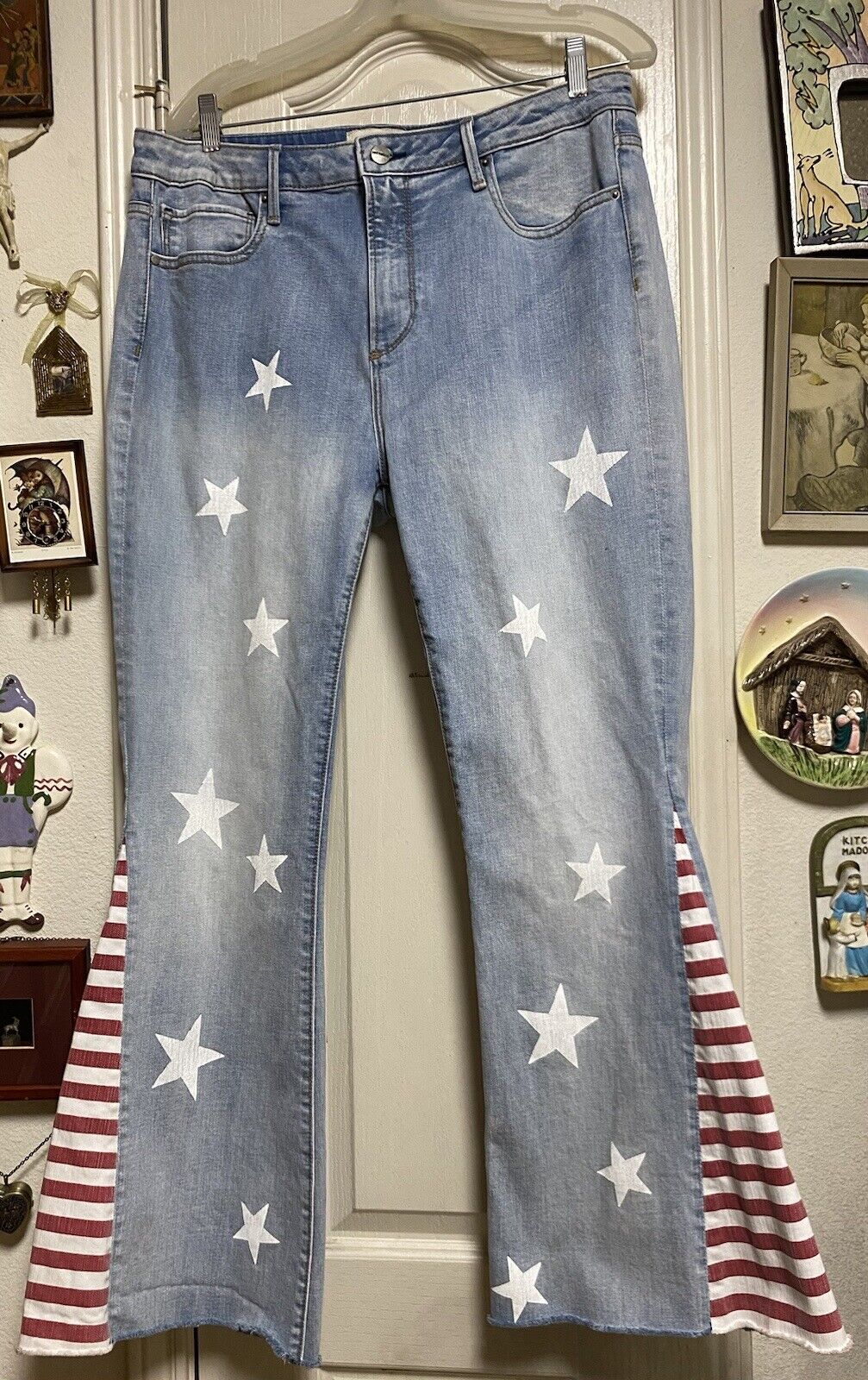 Free People Driftwood Farrah Jeans W33/L34 Stars & Stripes 🇺🇸
