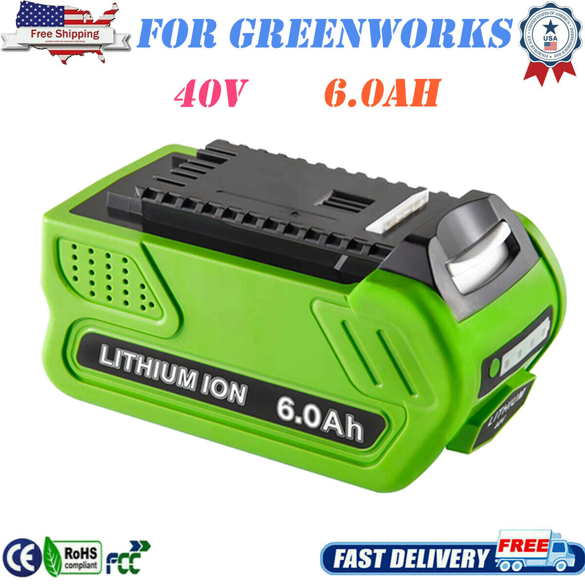 40V 6.0Ah G-MAX Li-ion Battery or Charger For Greenworks 29472 29462 29252 20202