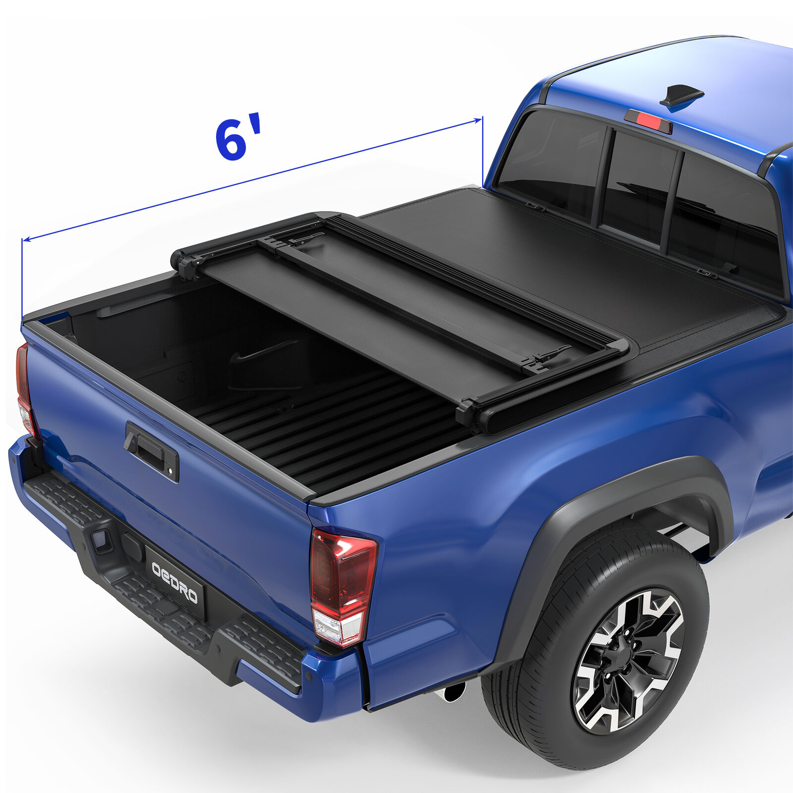 OEDRO 6ft Bed Tonneau Cover Soft Tri-fold for 2016-2023 Toyota Tacoma w/Led