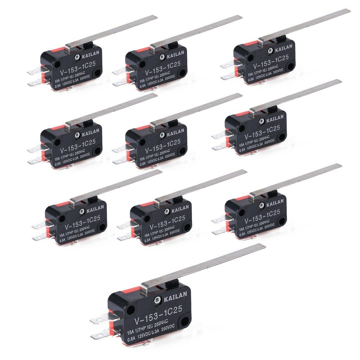 10pcs V-153-1C25  Lever Type SPDT Micro Switch Limit Switch USA SELLER 