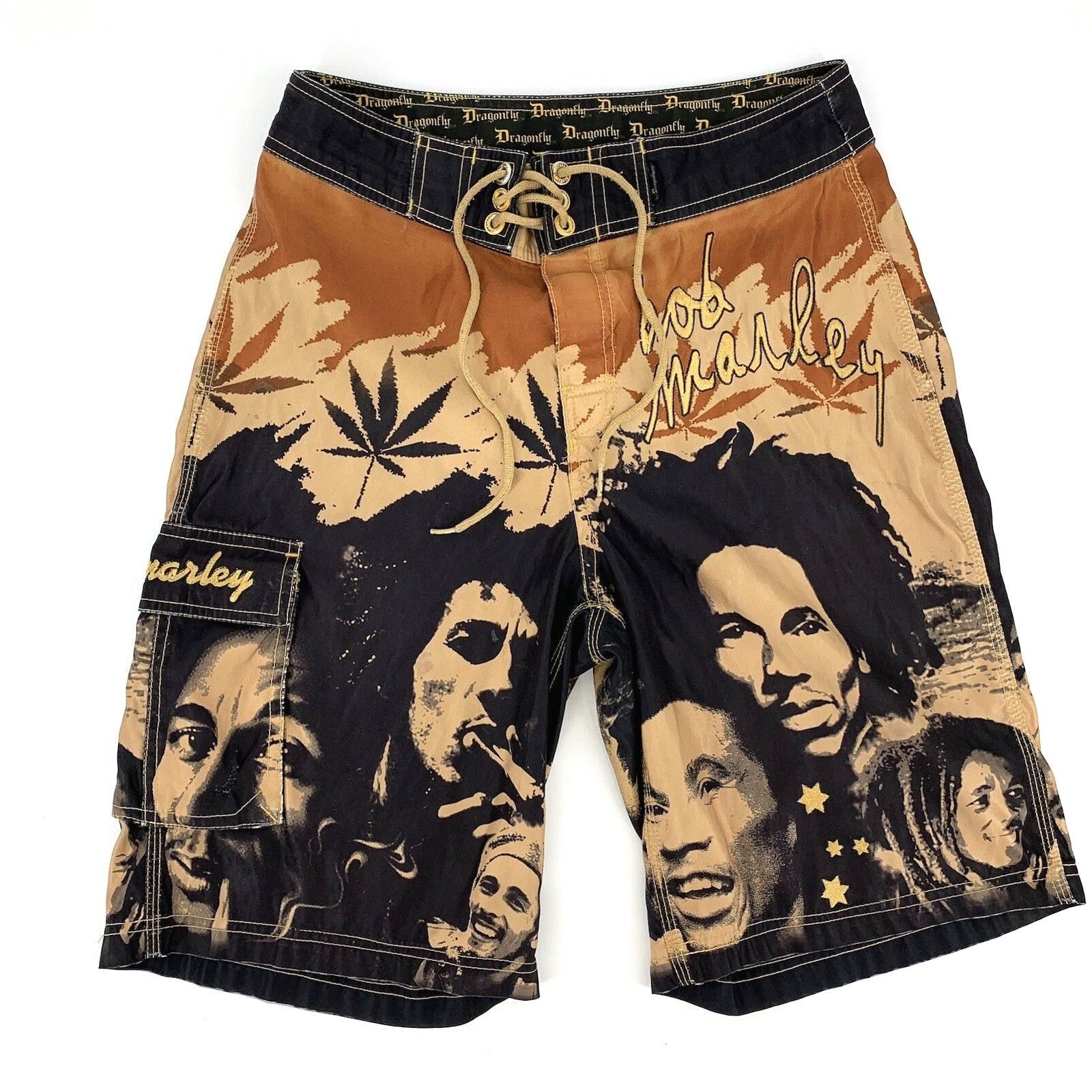 Bob Marley Dragonfly Men\'s Swim Surf Board Trunks Shorts Size 29\