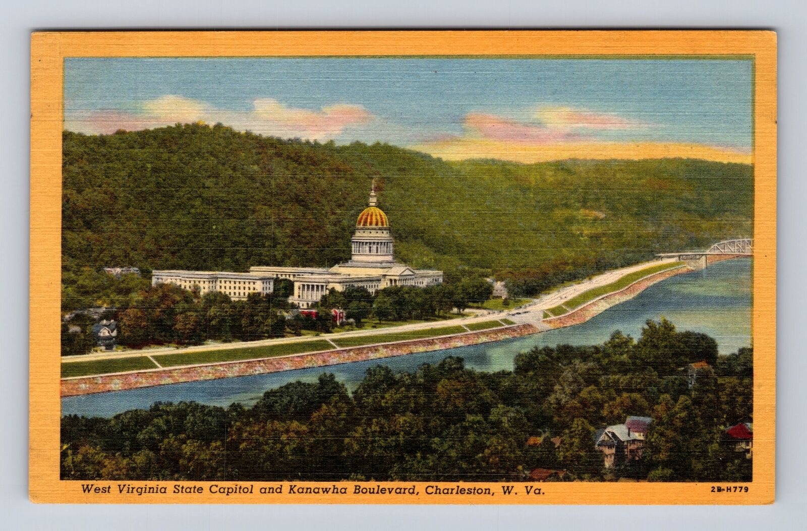 Charleston WV-West Virginia, Capitol And Kanawha Boulevard, Vintage Postcard