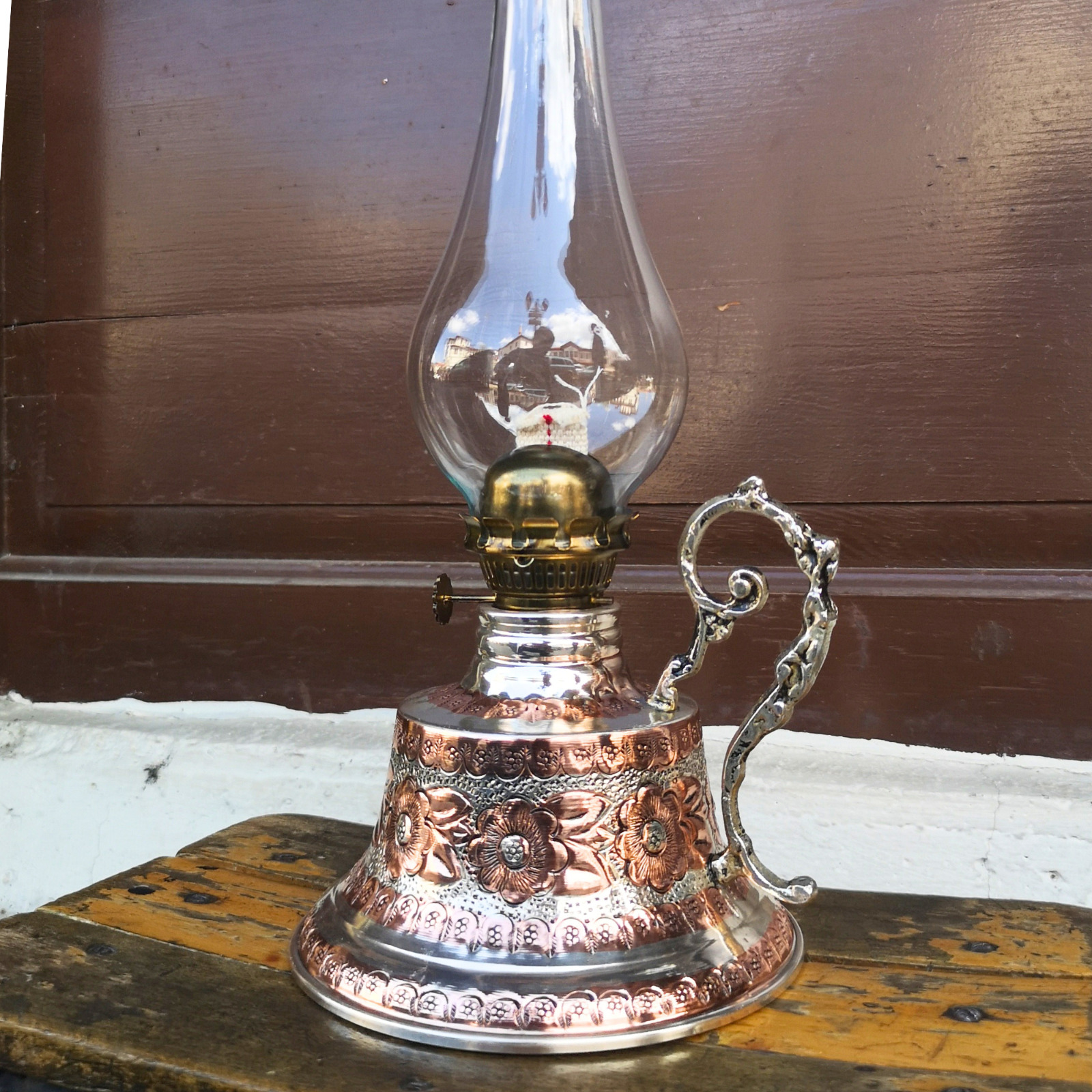 Copper Oil Lamp 700 ml capacity Handmade Kerosene Vintage Style Table Lamp