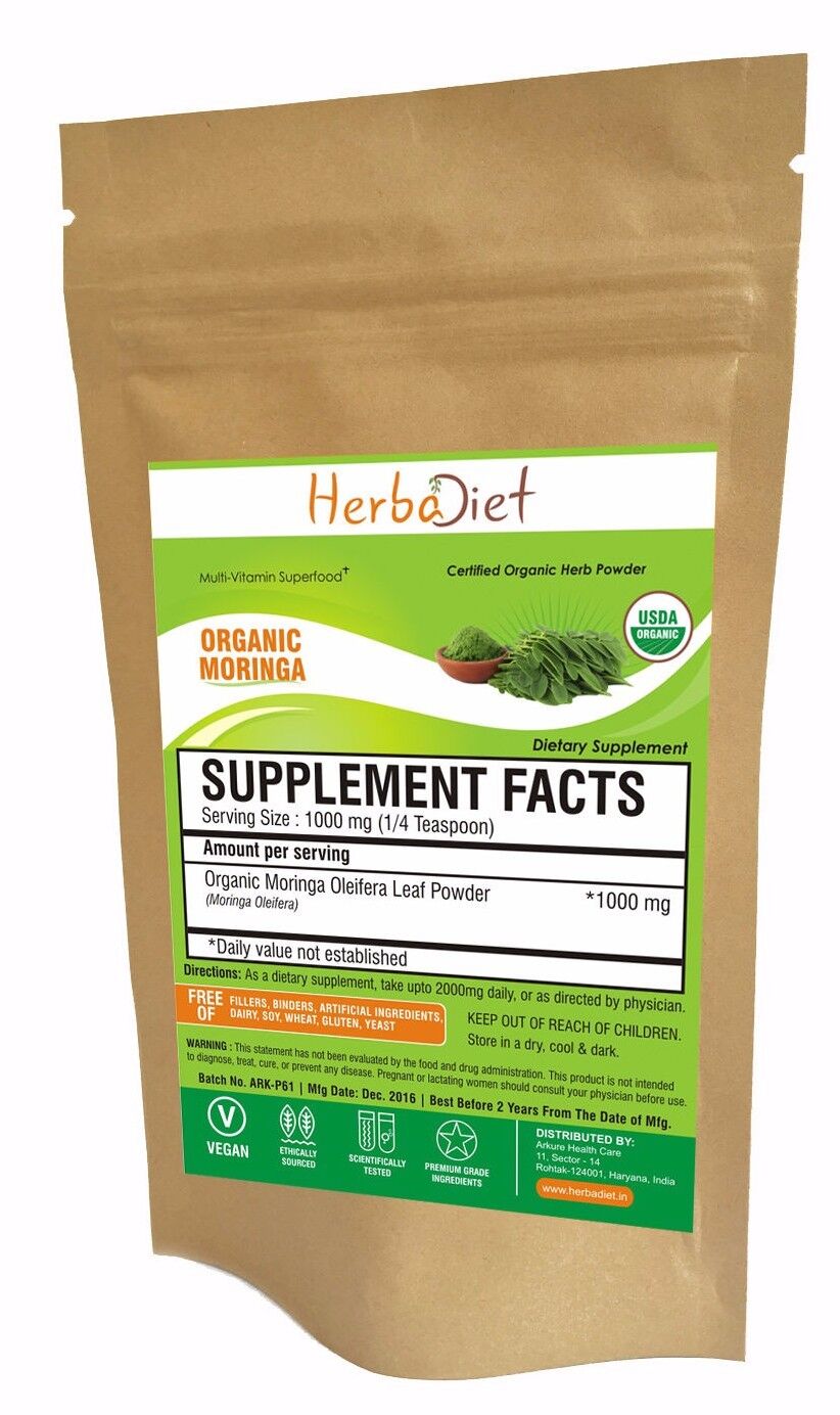 USDA ORGANIC PURE Moringa Oleifera Leaf Powder Premium Quality 100% Natural
