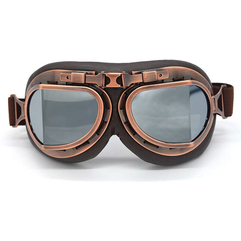 Motocross Goggles Vintage Leather Riding Glasses Cruiser Scooter Touring Eyewear