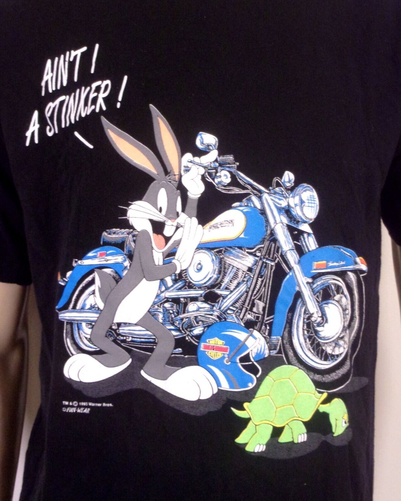 vintage 90s Fun Wear Harley Davidson Looney Tunes T-Shirt 1993 Bugs Bunny USA L