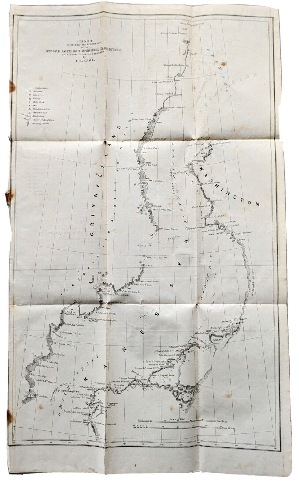 Antique Chart  Map Exhibiting Discoveries of Second American Grinnell Expedition
