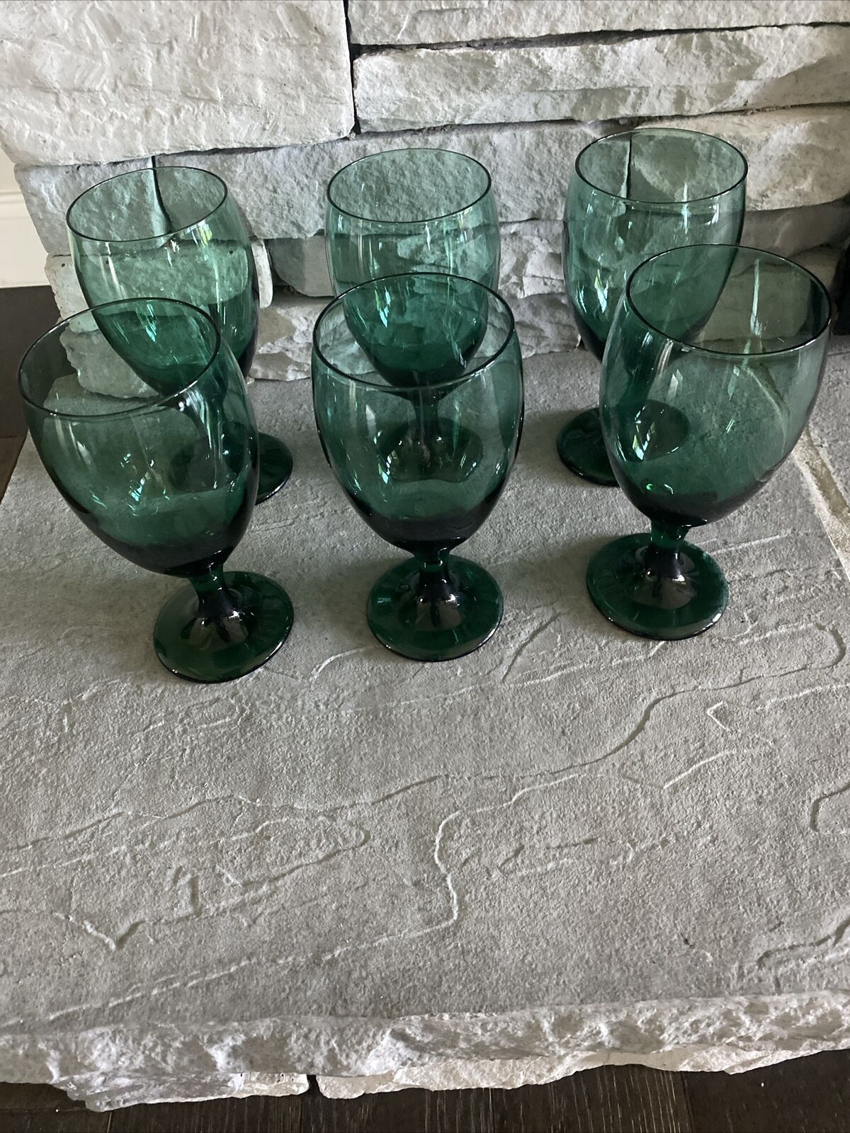 Vintage Libbey Glass Juniper Set Of 6 Teardrop Water Wine Goblets 6 3/4”H.
