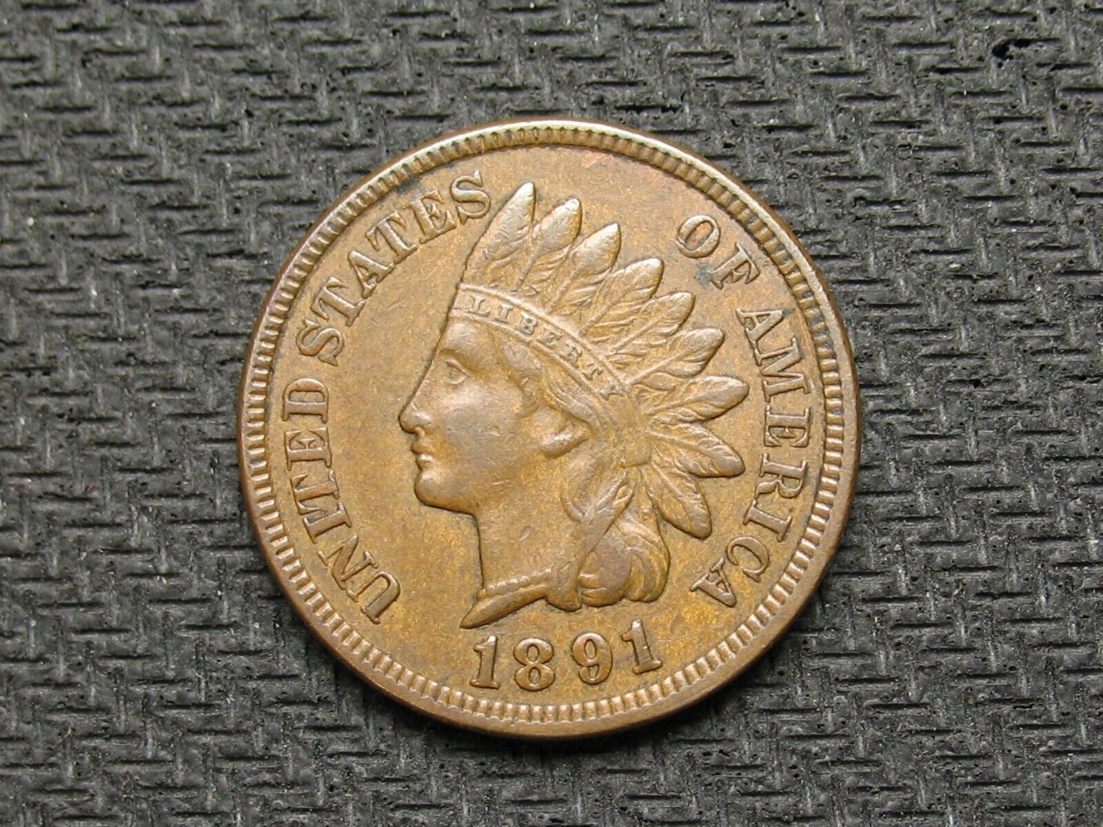 OLD COIN SALE AU 1891 INDIAN HEAD CENT PENNY w/ DIAMONDS & FULL LIBERTY #450