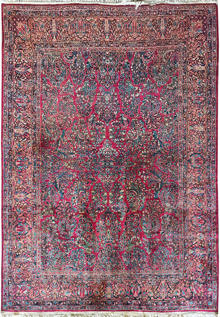 9\' x 12\' Antique Persiian Saarouk Rug- Grandma Carpet #F-6023