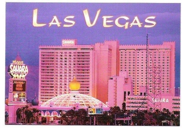 Sahara Hotel Casino Las Vegas NV postcard Closed Reopened Partially demolished