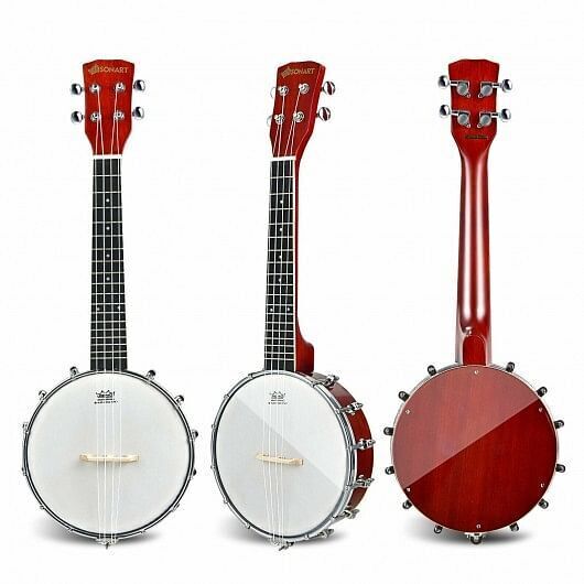 24 Inch Sonart 4-String Banjo Ukulele with Remo Drumhead and Gig Bag - Color: R