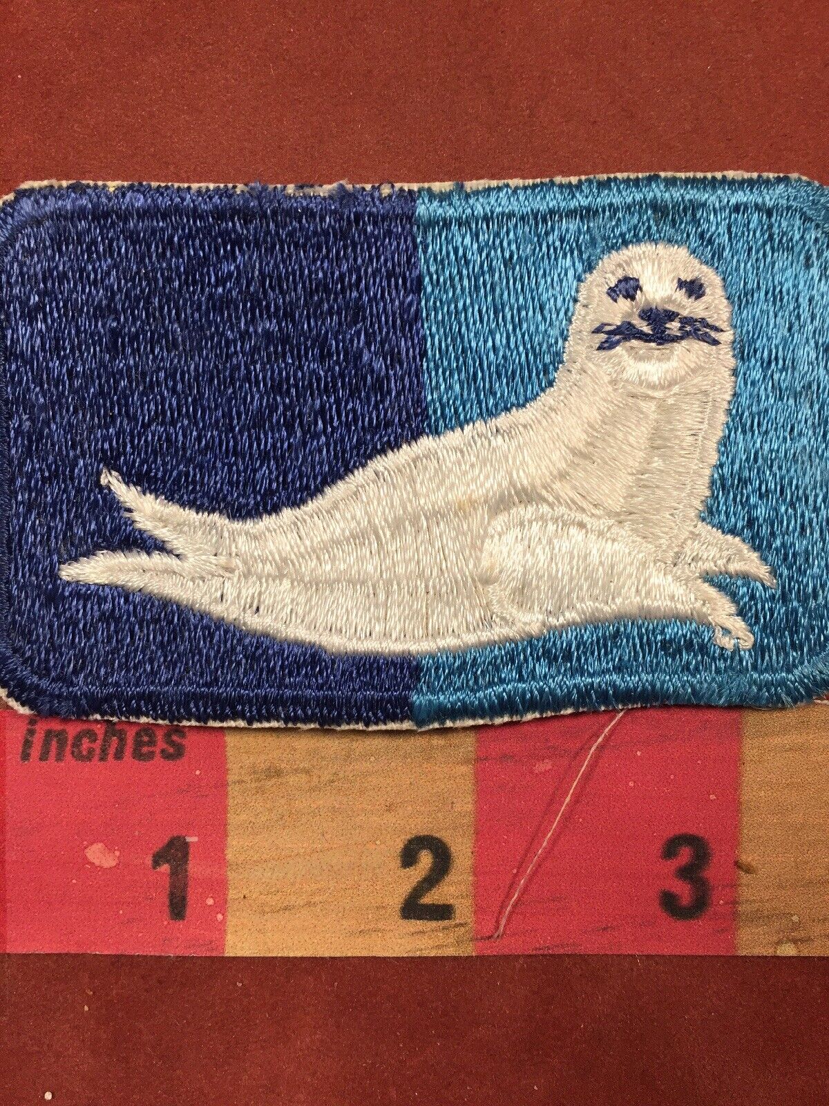 Vtg Old Full Embroidered WHITE SEAL Patch Marine Animal Patch 00WH