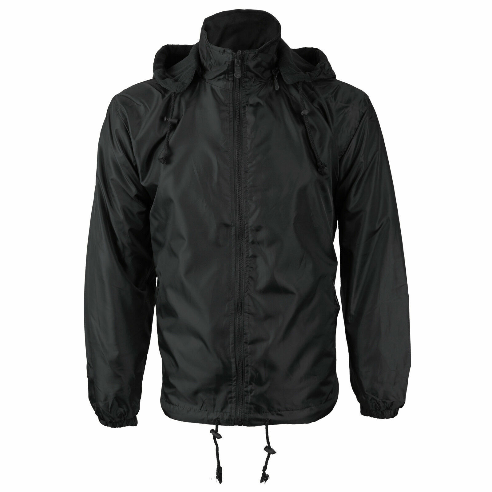 Men\'s Lined Hooded Windbreaker Water Resistant Polar Fleece Rain Coat Jacket