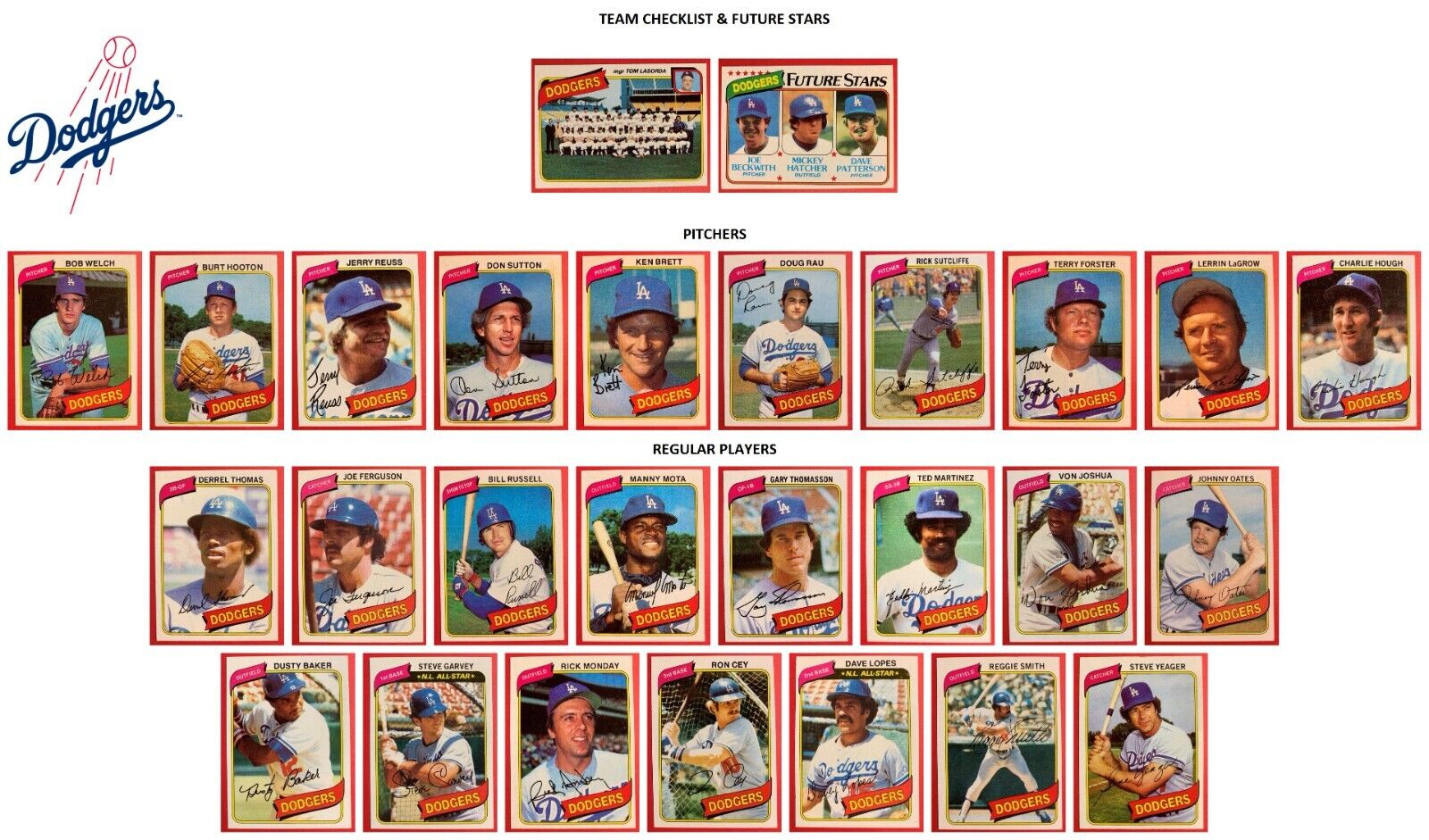 Topps Baseball Card Team Sets - Los Angeles Dodgers - 1978 Thru 2023