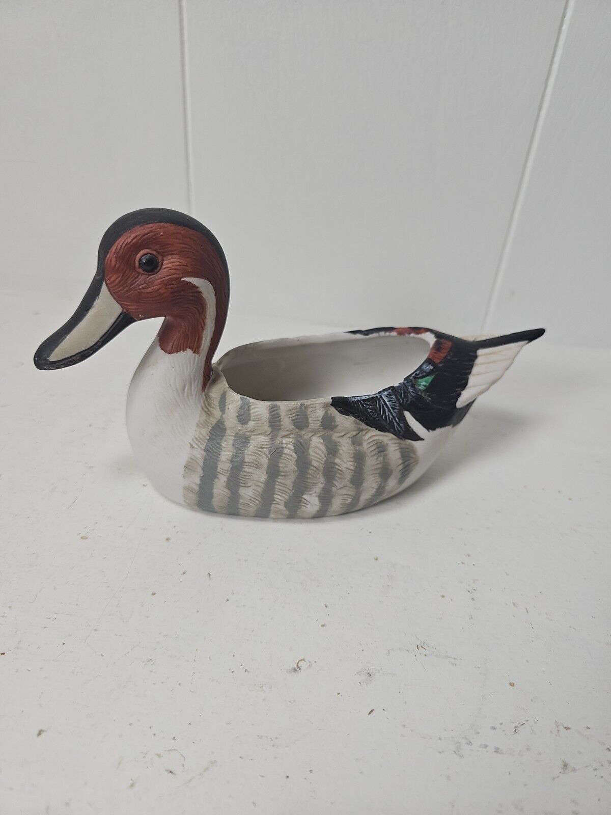 Vtg Holland Floral Inc Ceramic Canvasback Duck Planter Hand Crafted Taiwan