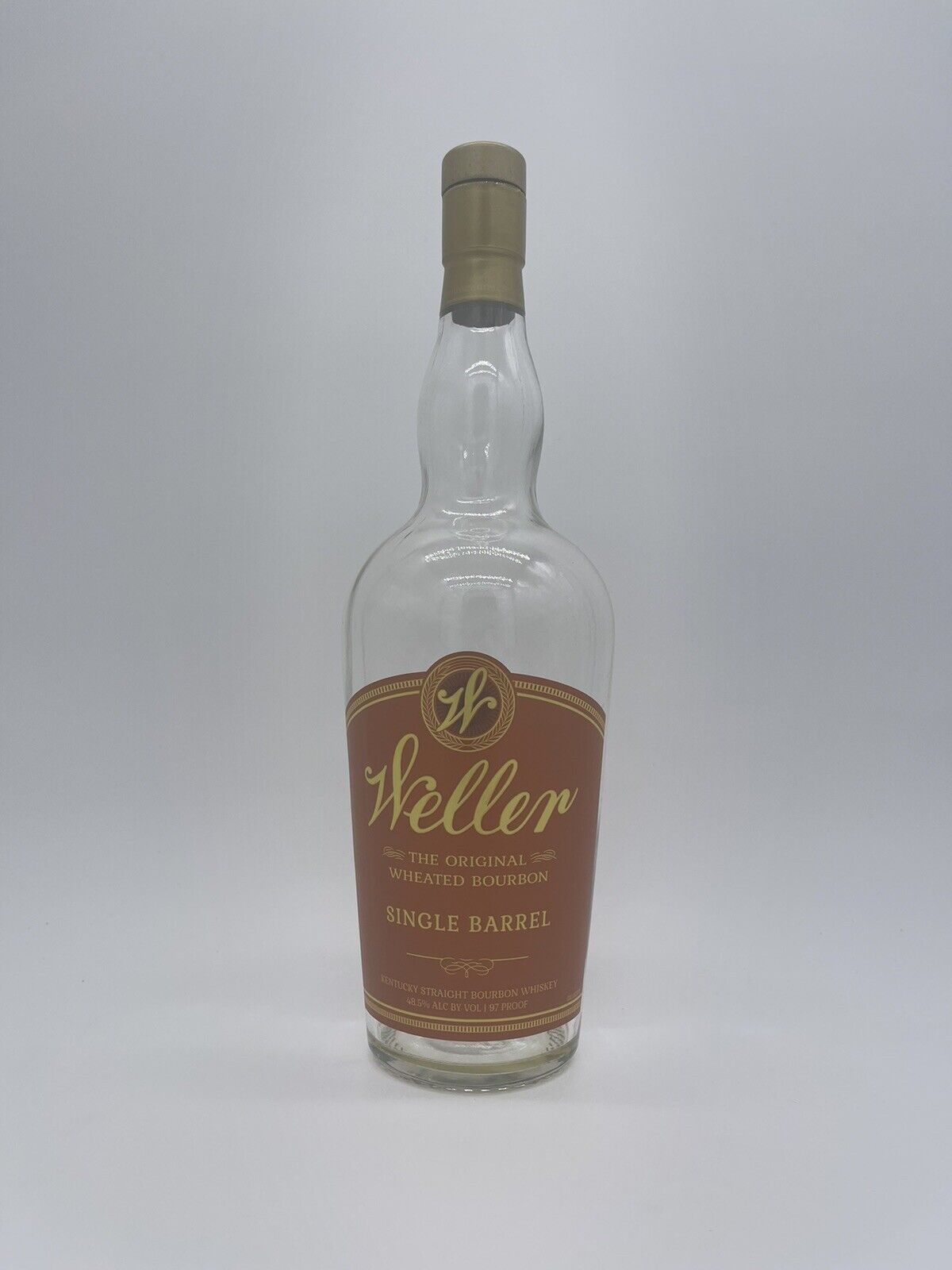 Weller SINGLE BARREL Bourbon Bottle & Stopper (Orange Label) Empty/Unrinsed