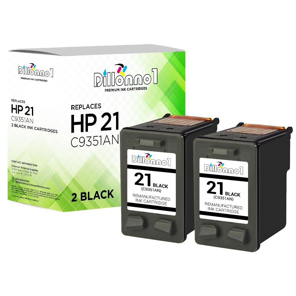 2PK for HP 21 2-Black Ink Cartridges For HP21 C9351AN DESKJET 3910 3915 