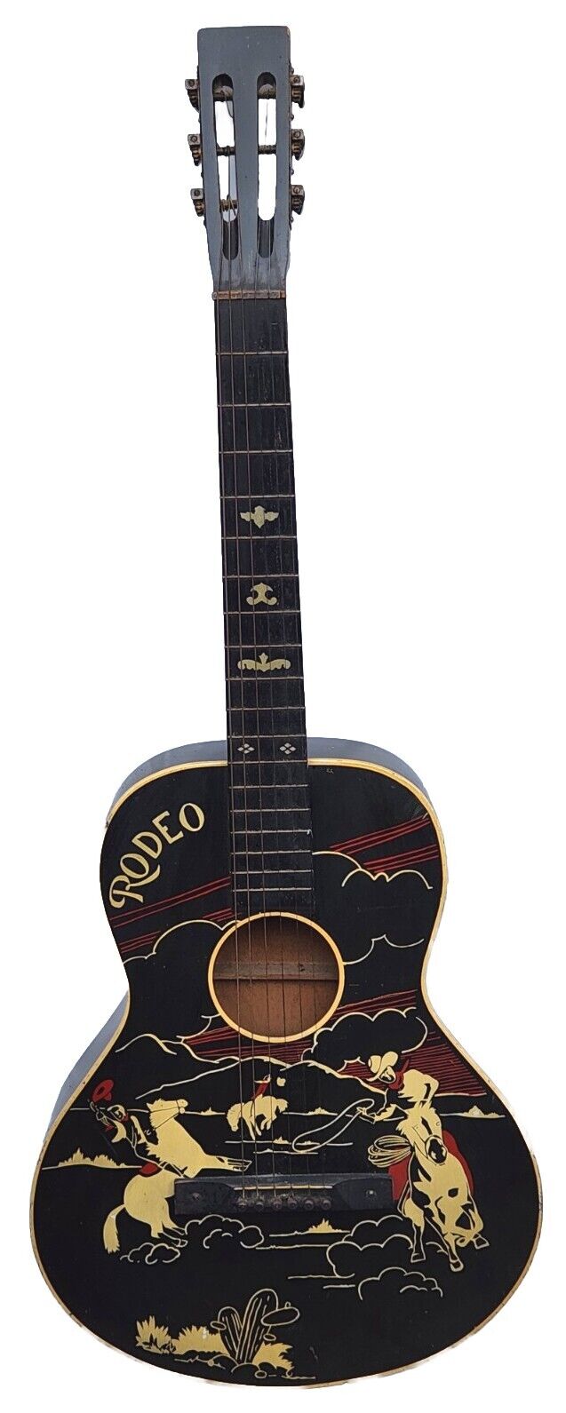 Rare Vintage Antique 1938 Acoustic Harmony Cowboy Rodeo Guitar Good Condition 