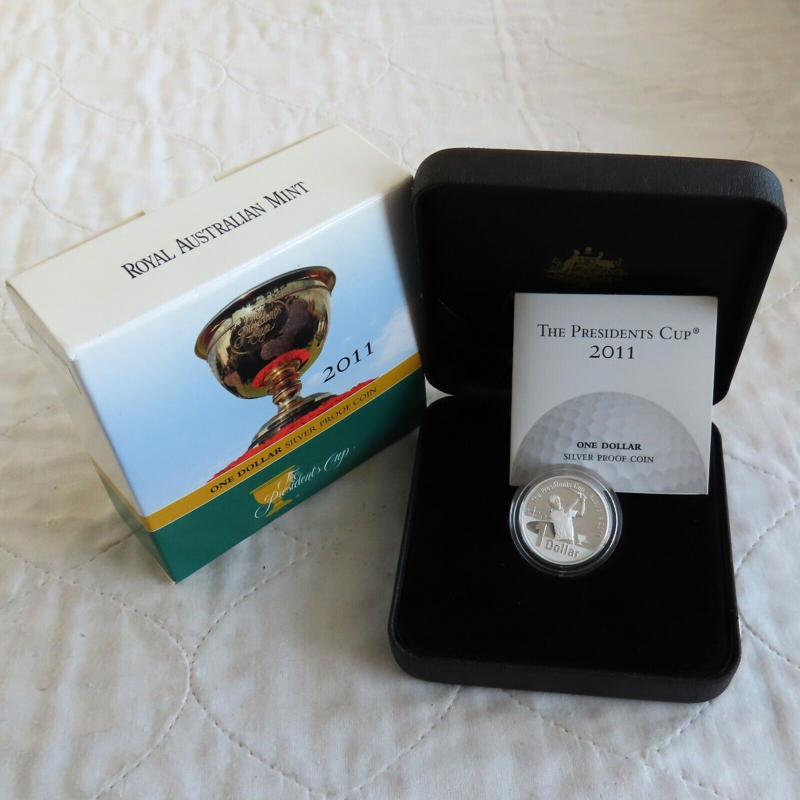 AUSTRALIA 2011 THE PRESIDENTS CUP .999 FINE SILVER PROOF DOLLAR - complete