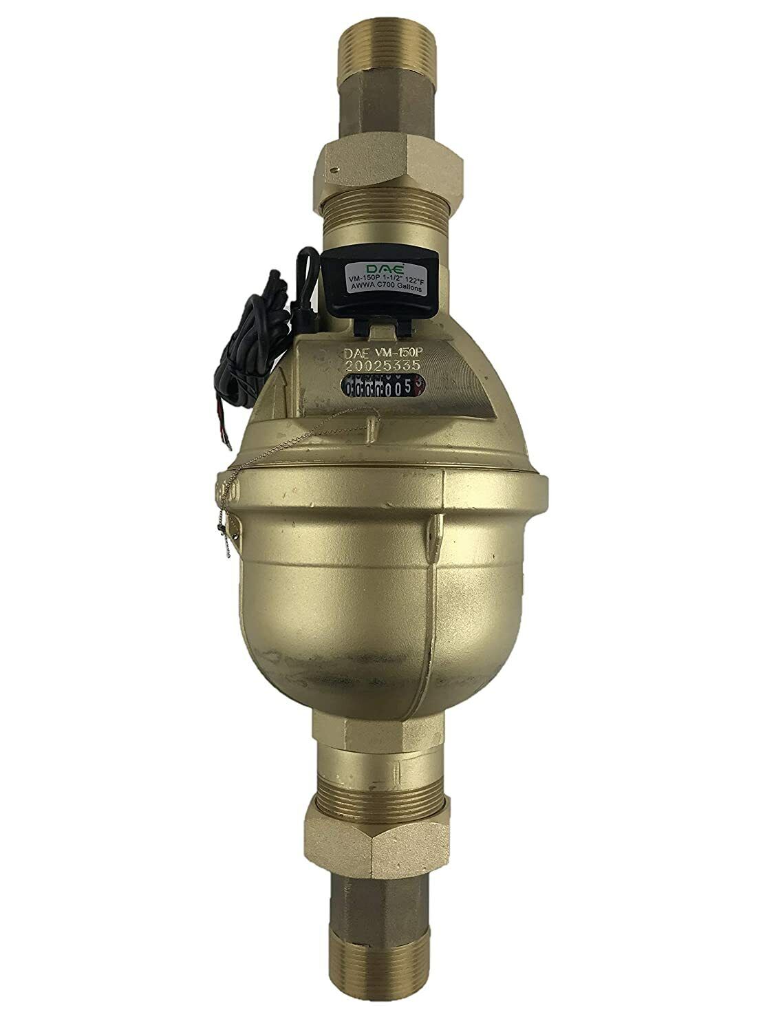 DAE VM-150P 1.5” Positive Displacement Water Meter,Pulse Output,Gallon+Couplings