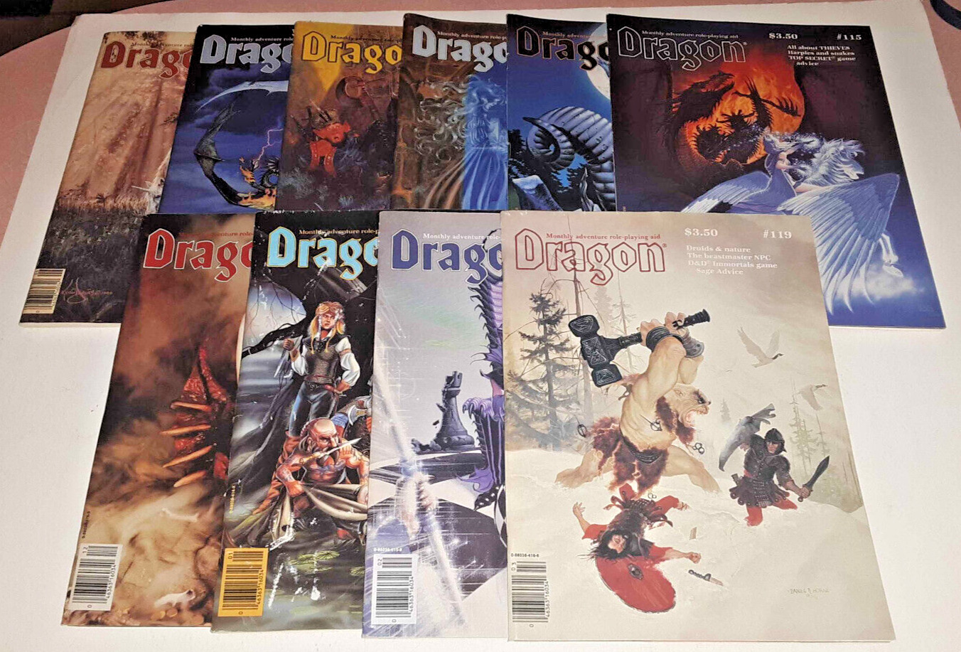 Lot of (10) Dragon Magazine #110-119, Jun 86 - Mar 87~Dungeons and Dragons (D&D)