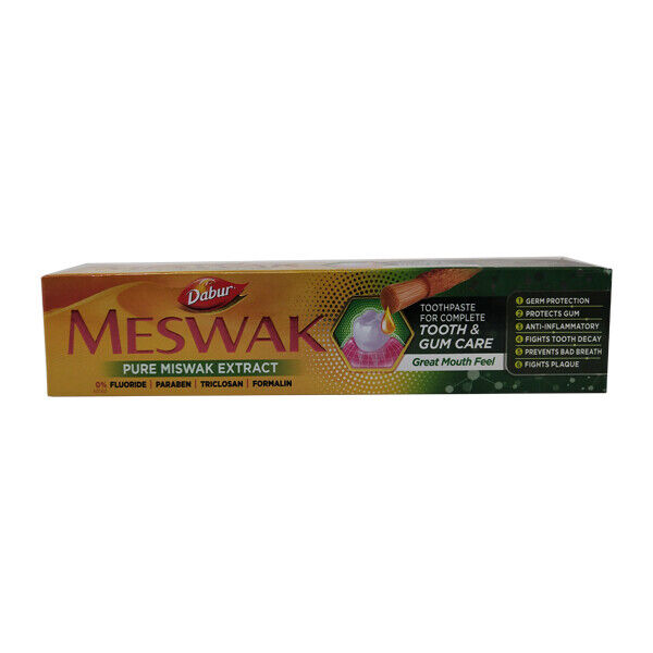 2 X Dabur Meswak Tooth Paste 200gm with Pure Extract Of Rare Miswak Herbs 