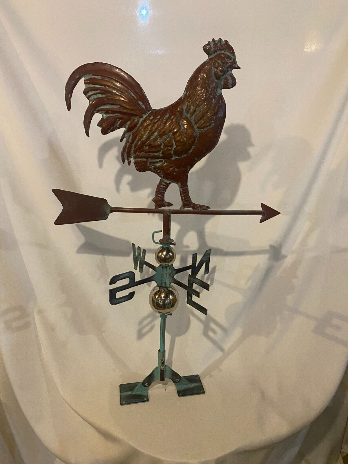 LARGE Handcrafted 3Dimensional  ROOSTER Weathervane Copper Patina Finish