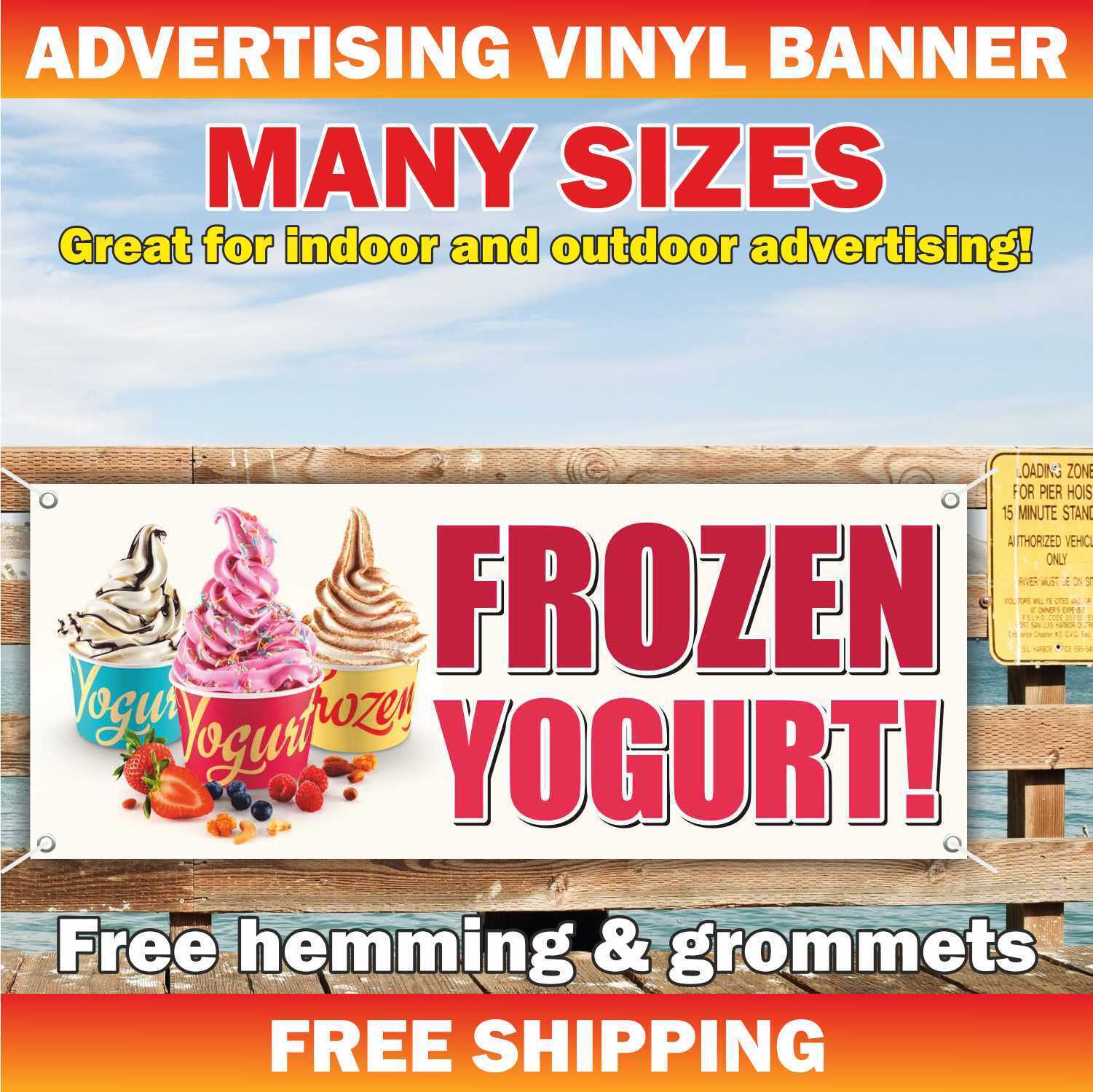 FROZEN YOGURT Advertising Banner Vinyl Mesh Sign Smoothie milkshake Ice Cream