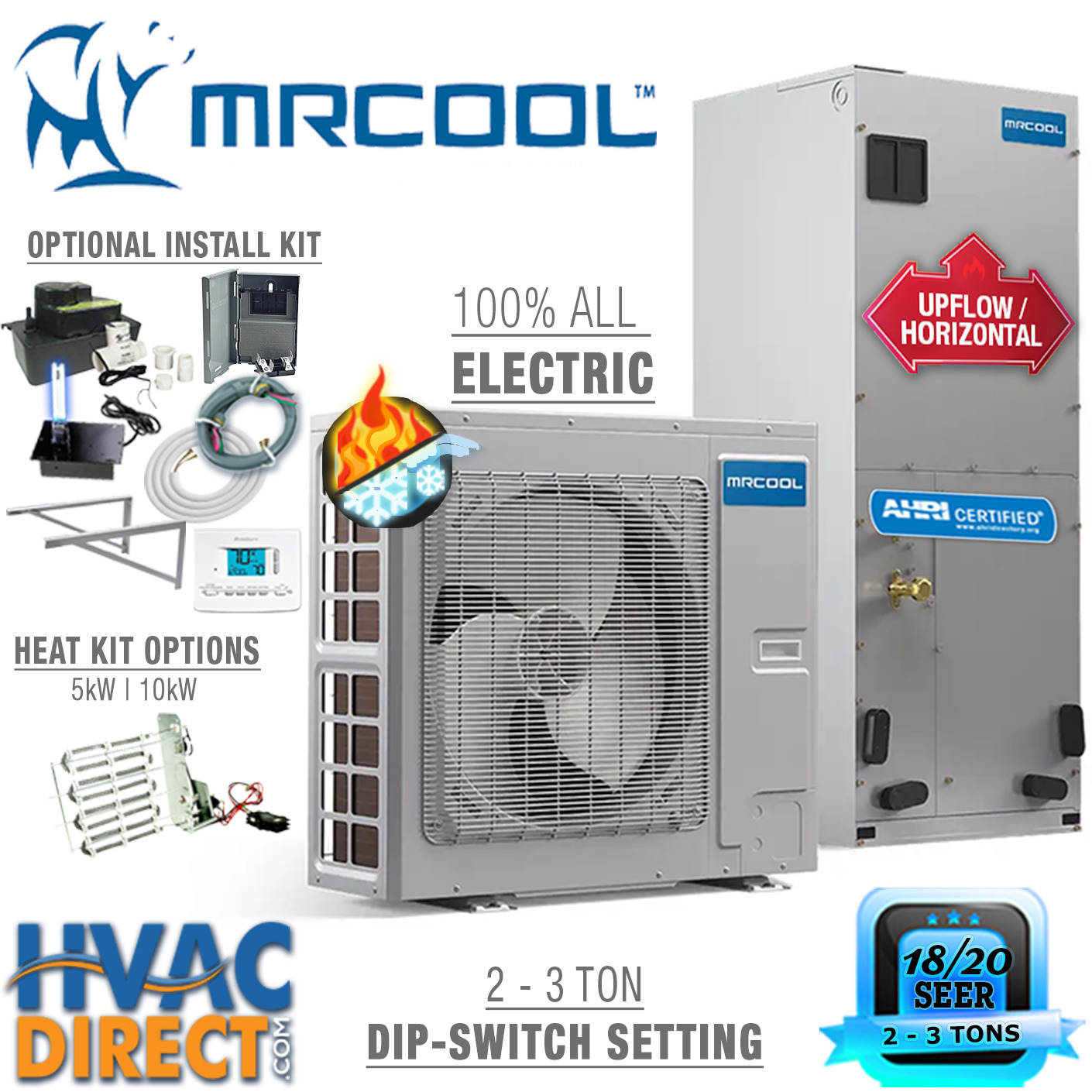 2-3 Ton 18-20 SEER MRCOOL Universal Inverter Heat Pump Split System Air Con Kit