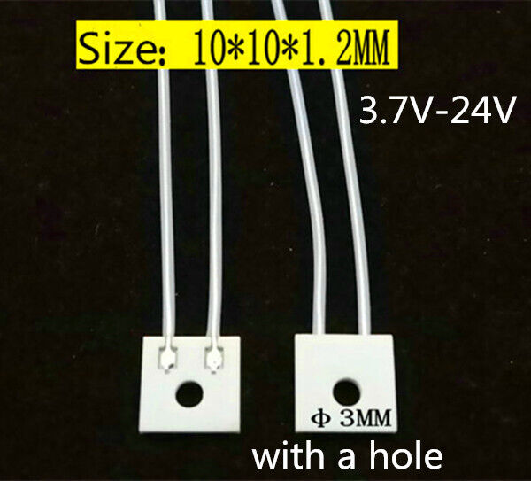 2Pcs Micro with Hole Square MCH Ceramic Heater Resistive Heating Element,10x10mm