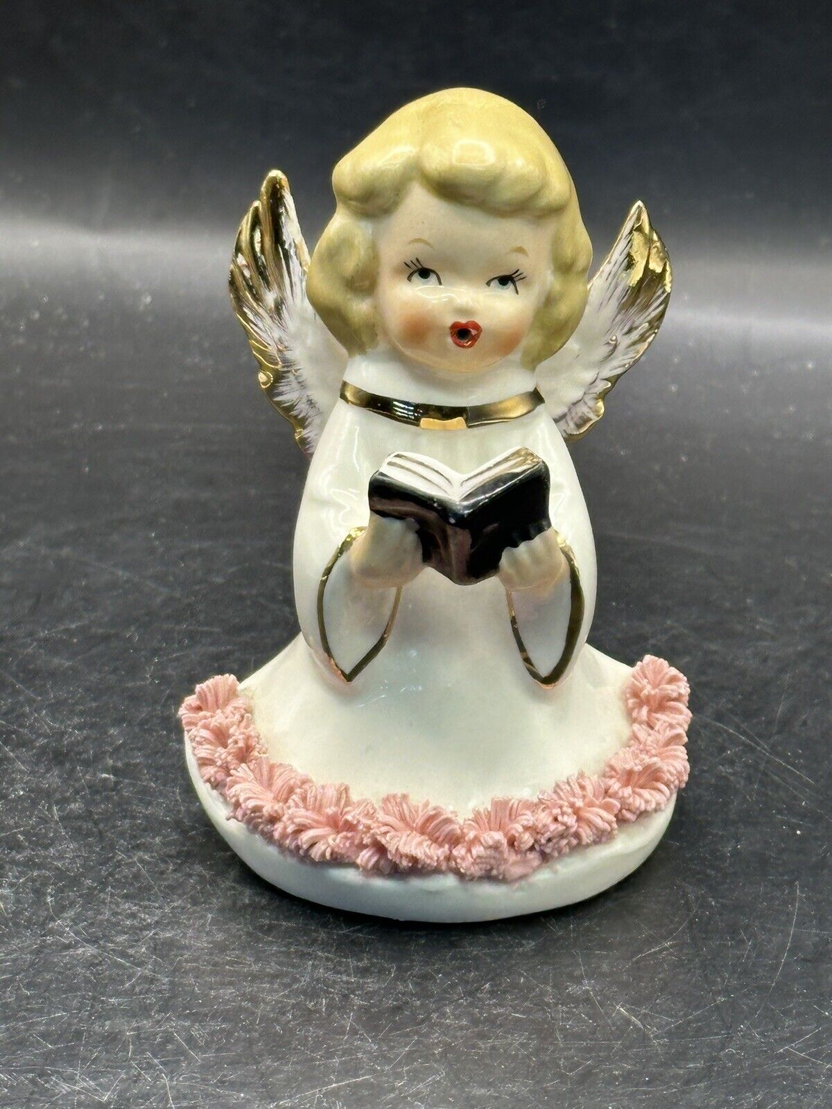 Vintage Napcoware Ceramic Angel Singing Choir Spaghetti Figurine #B