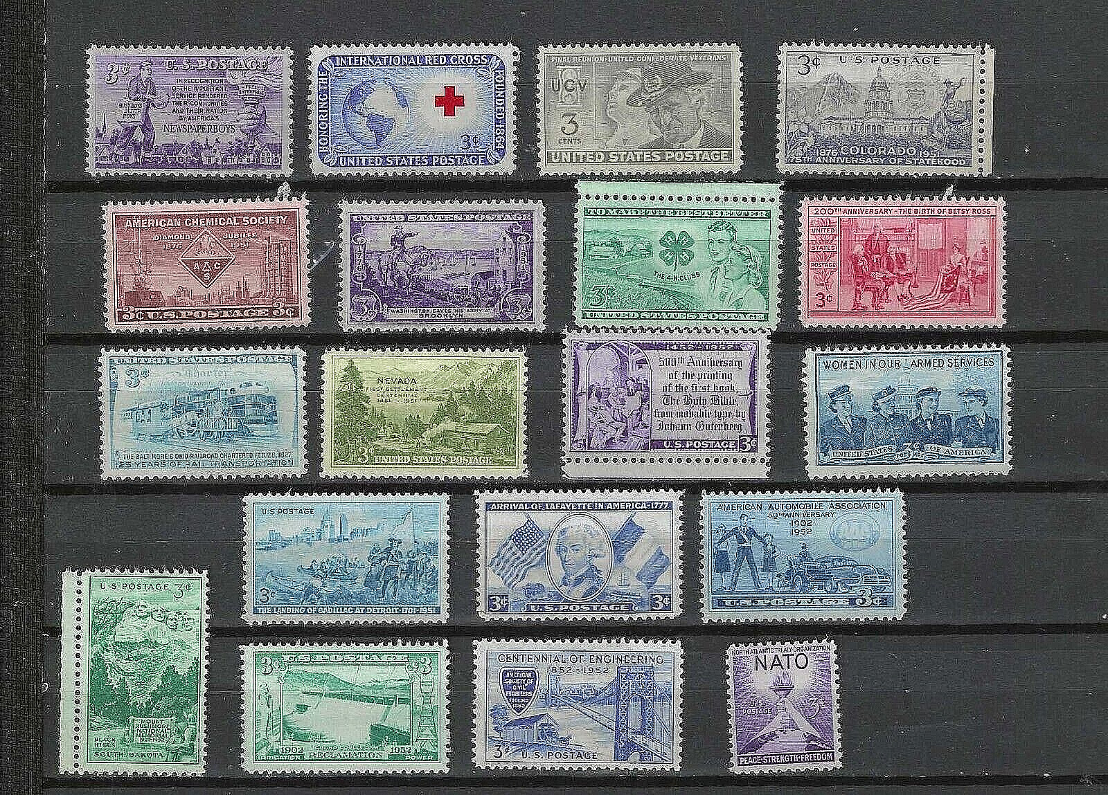 1951 -1952 US Commemorative Year Set Stamps SC# 998-1016 MNH 