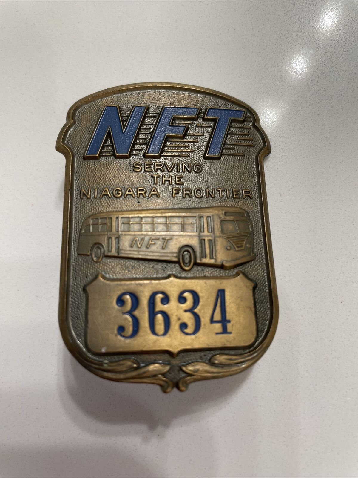 Antique Niagara Frontier Transit N.F.T. Hat Badge 2-3/8\