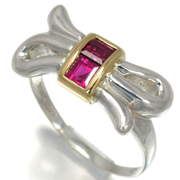Auth Tiffany&Co. Ring Ruby Ribbon US5.5-5.75 925 Sterling Silver/18K YG