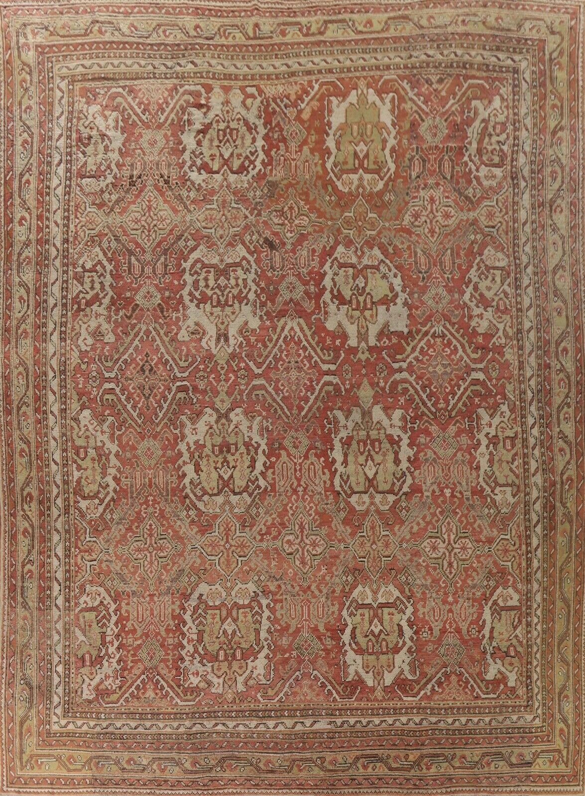 Vegetable Dye Pre-1900 Oushak Turkish Large Rug 13x16 Handmade Antique Carpet