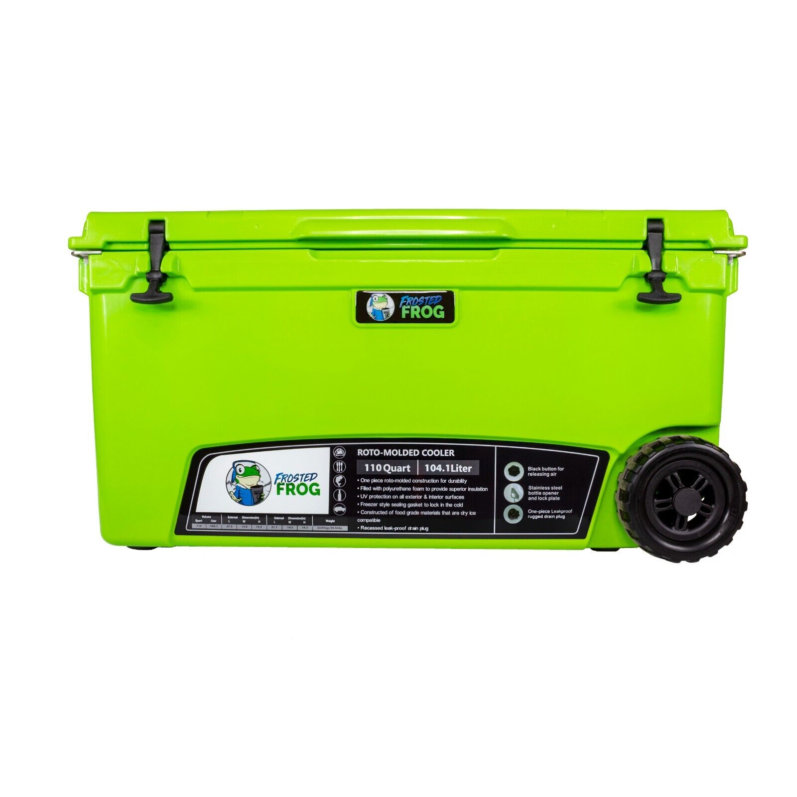 Frosted Frog Original Green 110 Quart Cooler Heavy Duty Ice Chest with Wheels