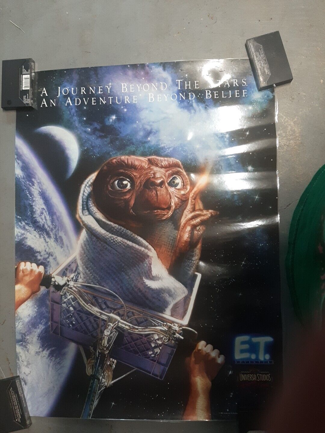 Vtg E.T. Poster Universal Studios Ride 23x30 Laminated