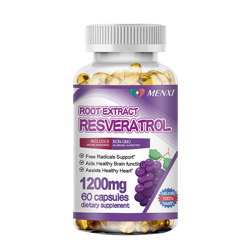 Resveratrol Extract Capsules 1200 MG Natural Supplement Anti Aging Antioxidant