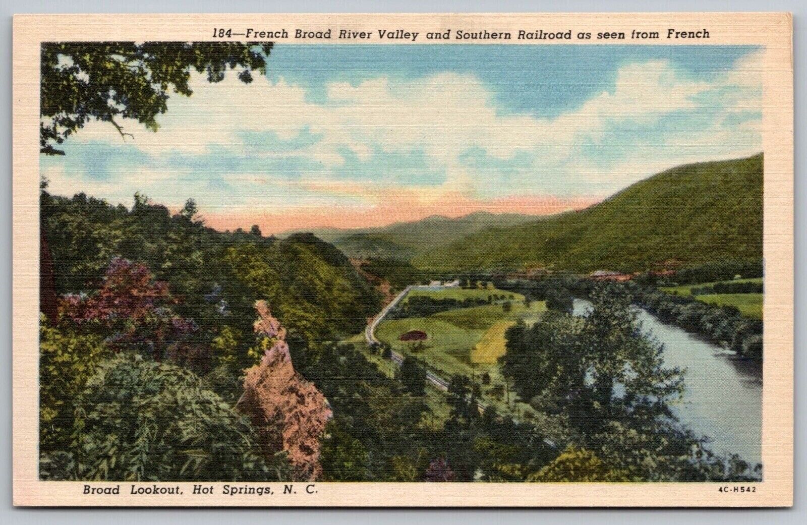 French Broad River Valley Southern Railroad Linen Postcard