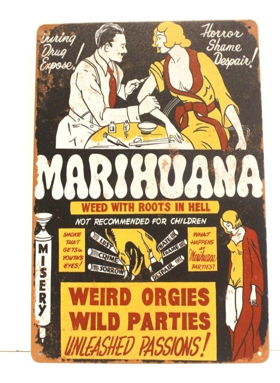 Marijuana Tin Metal Poster Sign Bar Vintage Retro Ad Style Marihuana Pot XZ