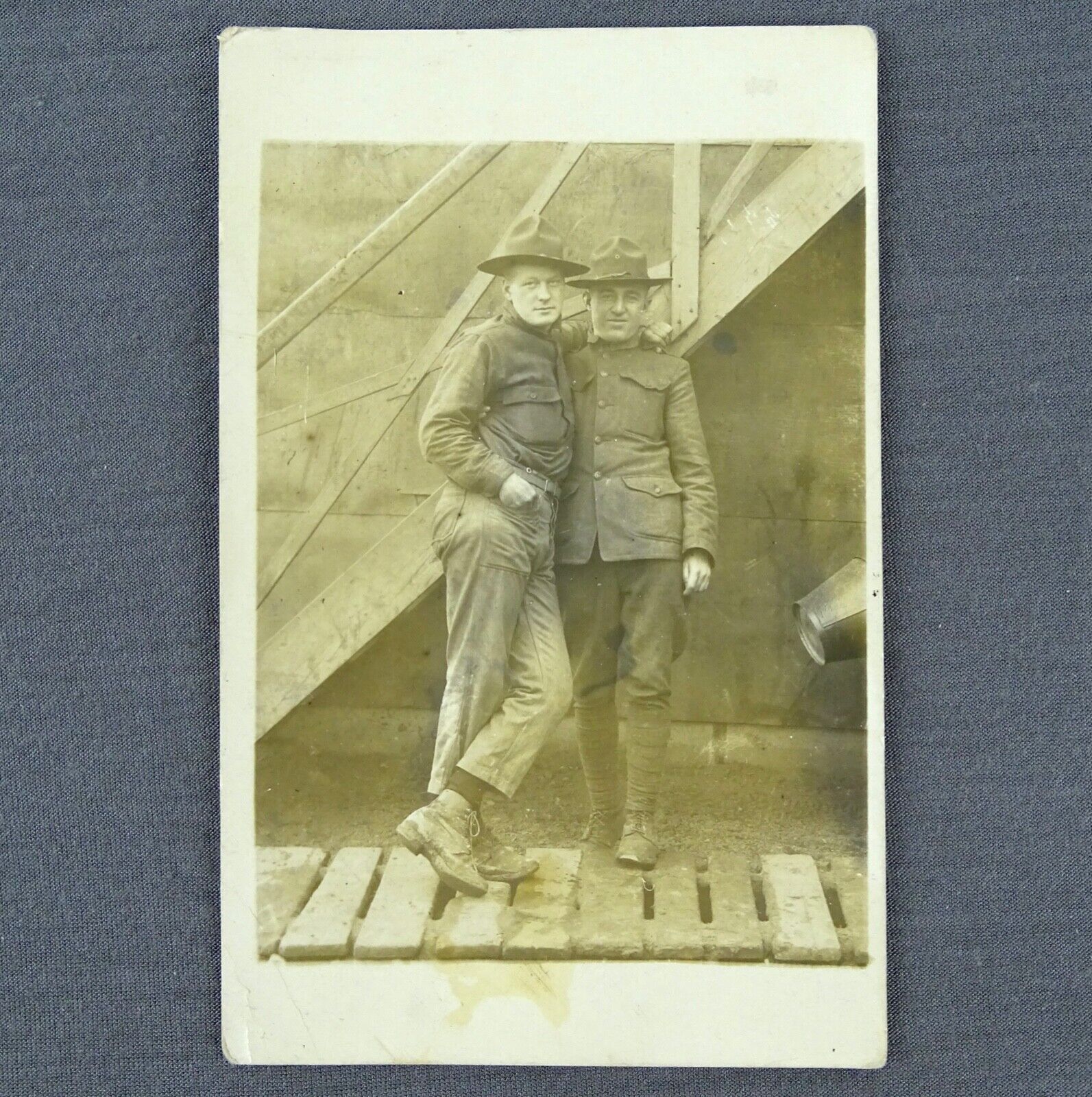 Photo Postcard Carte Postale 2 RPPC U.S. Army Soldiers Stationed in France