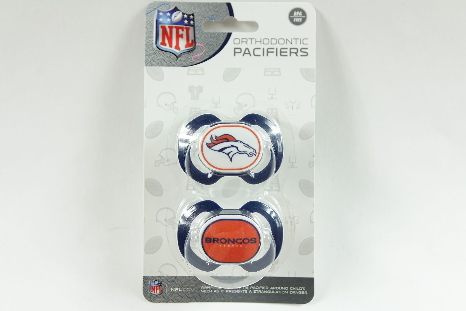 BabyFanatic Pacifier 2-Pack - NFL Denver Broncos - Officially Licensed League Ge
