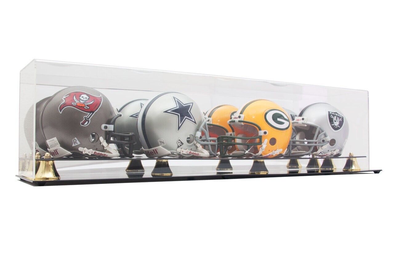 NEW Saf-T-Gard QUAD NFL 4 Mini Football Helmet Deluxe Acrylic Display Case AD105