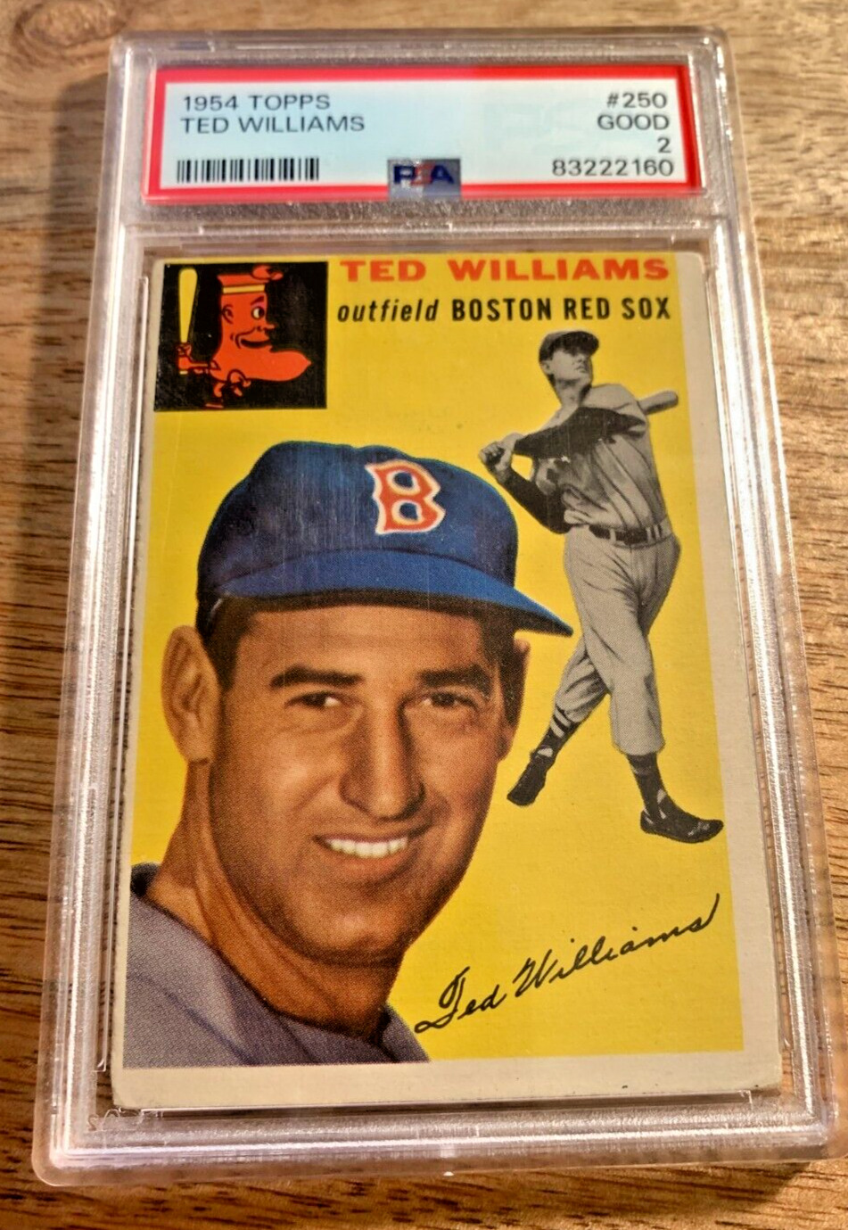 Vintage 1954 Topps Baseball - Ted Williams #250 - PSA 2 GOOD Graded NICE LOOK