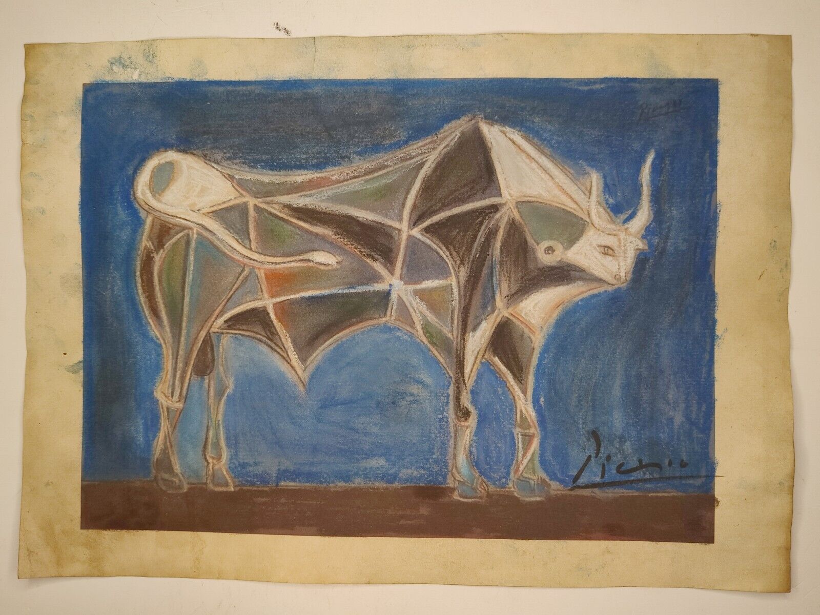 Pablo Picasso Painting Drawing Vintage Sketch Paper Signed Stamped